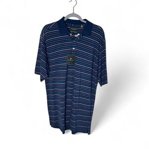 Lyle & Scott navy striped polo shirt Size M #preppy‎ #golfwear